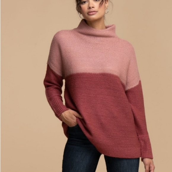 NWT Cloth by RD Colourblock Mock Neck Sweater - Picture 2 of 9